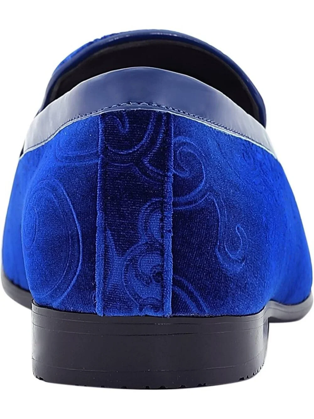Amali Men's Royal Paisley Embossed Velvet Loafer Satin Trim Slip On Tuxedo Shoes